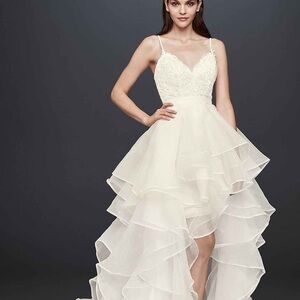 Beaded lace & organza 2 piece with train gown size 14